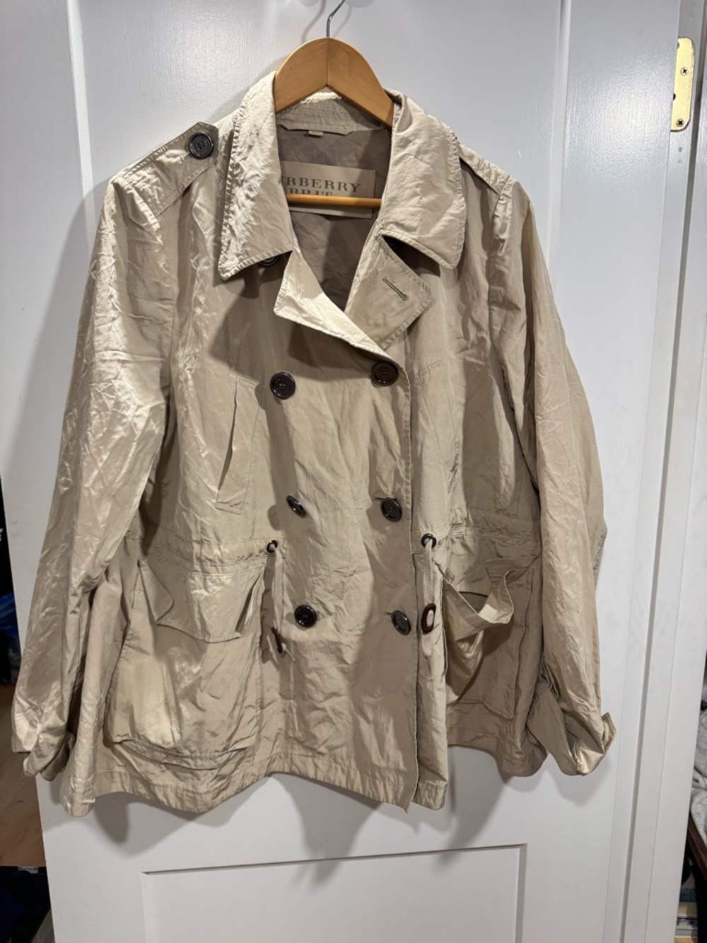 Burberry Brit Beige Double-Breasted Short Trench Coat